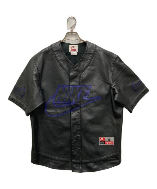 SUPREME（シュプリーム）SUPREME (シュプリーム) NIKE (ナイキ) Leather Baseball Jersey ブラック サイズ:Sの古着・服飾アイテム