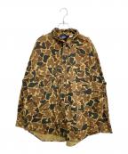 WOOLRICHウールリッチ）の古着「80'S~90'S カモ柄 エポレット付きシャツ」｜ベージュ