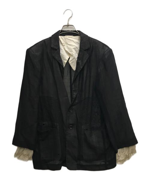 Maison MIHARA YASUHIRO（メゾン ミハラ ヤスヒロ）Maison MIHARA YASUHIRO (メゾン ミハラ ヤスヒロ) シアーレイヤード2Bジャケット ブラック サイズ:36の古着・服飾アイテム