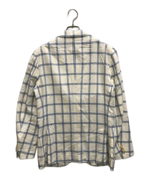 ISAIA（イザイア）ISAIA (イザイア) チェック3Bジャケット ホワイト×ブルー サイズ:46の古着・服飾アイテム