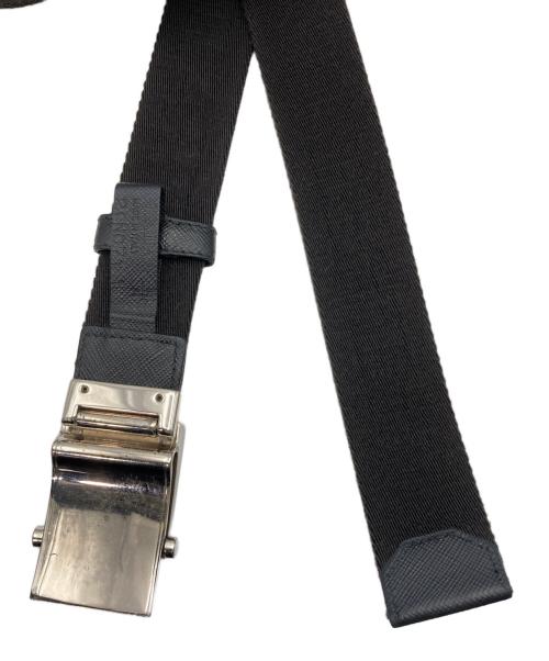 PRADA（プラダ）PRADA (プラダ) ロゴバックルガチャベルト ブラック サイズ:85/34の古着・服飾アイテム