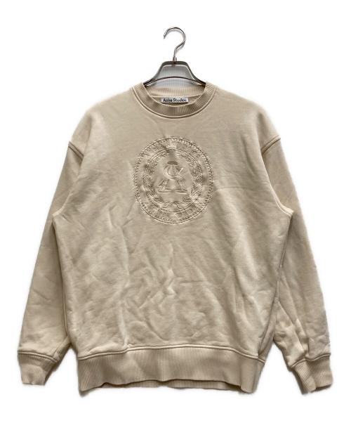Acne studios（アクネ ストゥディオス）Acne studios (アクネ ストゥディオス) カレッジロゴ刺繍スウェット ベージュ サイズ:Sの古着・服飾アイテム