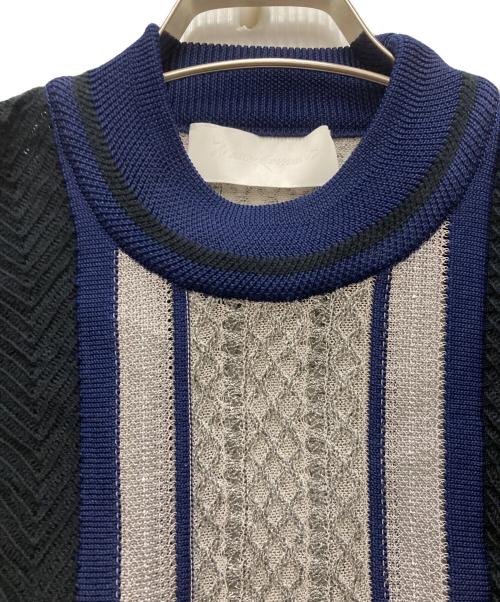 Mame Kurogouchi（マメクロゴウチ）mame kurogouchi (マメクロゴウチ) Knit Stripe Tops ネイビー サイズ:2の古着・服飾アイテム