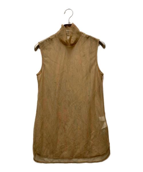 Mame Kurogouchi（マメクロゴウチ）mame kurogouchi (マメクロゴウチ) Marble Print Sheer Jersey High Neck Top ベージュ サイズ:3の古着・服飾アイテム