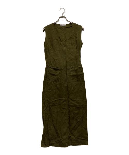 JIL SANDER（ジルサンダー）JIL SANDER (ジルサンダー) リネンノースリーブワンピース カーキ サイズ:ｆreeの古着・服飾アイテム