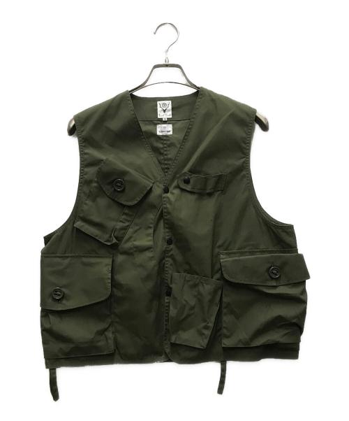 South2 West8（サウスツー ウエストエイト）south2 west8 (サウスツー ウエストエイト) Charcoal (チャコール) Tenkara Vest - Poly Gabardine カーキ サイズ:Mの古着・服飾アイテム