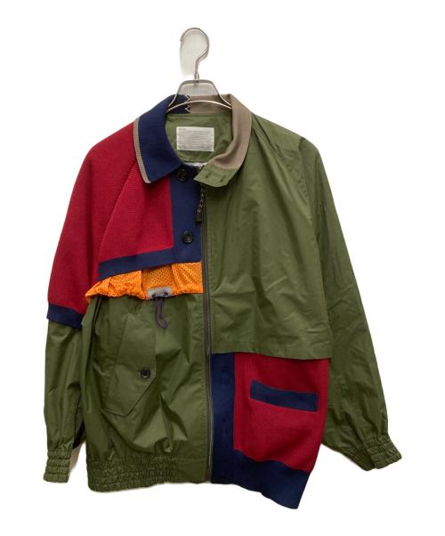 KOLOR（カラー）KOLOR (カラー) ニットドッキングジップブルゾン カーキ×ネイビー サイズ:3の古着・服飾アイテム