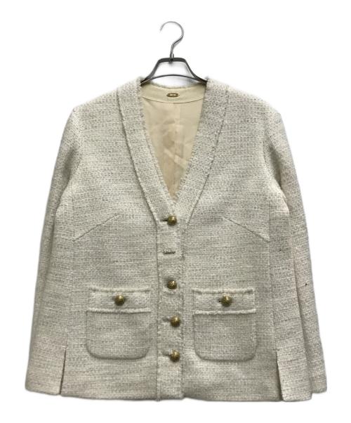 MUSE de Deuxieme Classe（ミューズ ドゥーズィエム クラス）MUSE de Deuxieme Classe (ミューズ ドゥーズィエム クラス) TWEED カーディガンジャケット ベージュ サイズ:FREEの古着・服飾アイテム