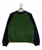 stussyステューシー）の古着「COLORBLOCKED RAGLAN KNIT CREW」｜グリーン