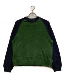 stussy（ステューシー）の古着「COLORBLOCKED RAGLAN KNIT CREW」｜グリーン