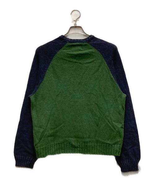 stussy（ステューシー）stussy (ステューシー) COLORBLOCKED RAGLAN KNIT CREW グリーン サイズ:Sの古着・服飾アイテム