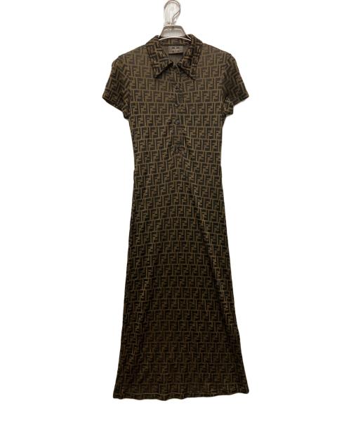FENDI（フェンディ）FENDI (フェンディ) ズッカ柄ポロシャツワンピース ブラウン×ブラック サイズ:38の古着・服飾アイテム