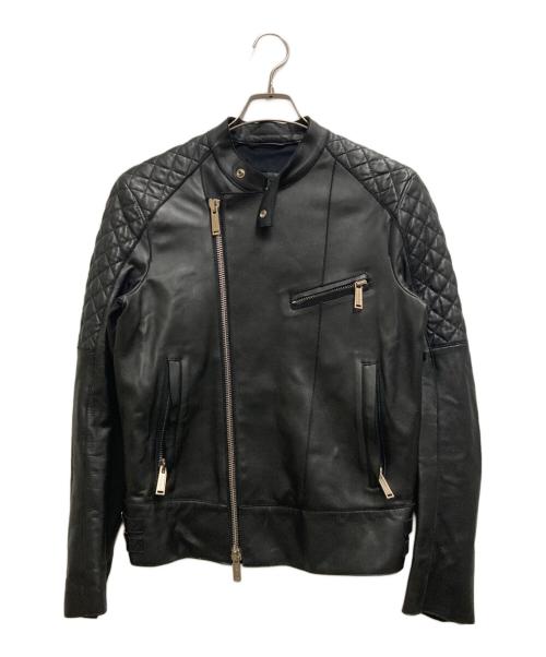 DSQUARED2（ディースクエアード）DSQUARED2 (ディースクエアード) バイカーレザージャケット ブラック サイズ:46の古着・服飾アイテム