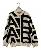 MARC JACOBSマークジェイコブズ）の古着「THE DISTRESSED MONOGRAM OVERSIZE SWEATER」｜ブラック×ホワイト