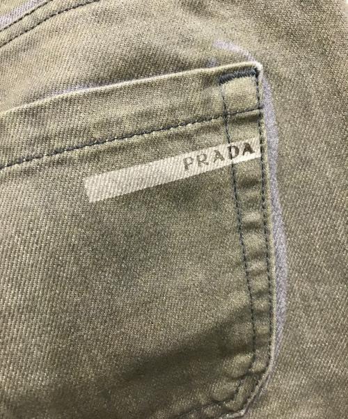 PRADA（プラダ）PRADA (プラダ) ペイント加工デニムパンツ カーキ サイズ:83.5cm (W33)の古着・服飾アイテム