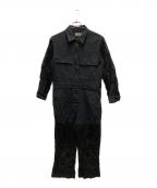 MALION VINTAGEマリオンヴィンテージ）の古着「レース切替リネン混ジャンプスーツ」｜ブラック