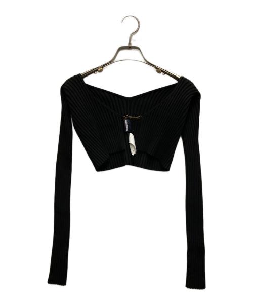 jacquemus（ジャックムス）JACQUEMUS (ジャックムス) リブショートカーディガン ブラック サイズ:36の古着・服飾アイテム
