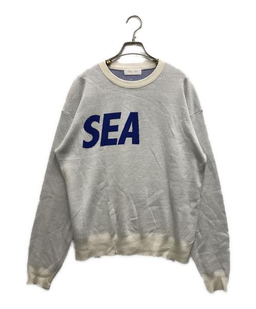 WIND AND SEA（ウィンダンシー）WIND AND SEA (ウィンダンシー) シルクコットンニット ホワイト×ブルー サイズ:Mの古着・服飾アイテム