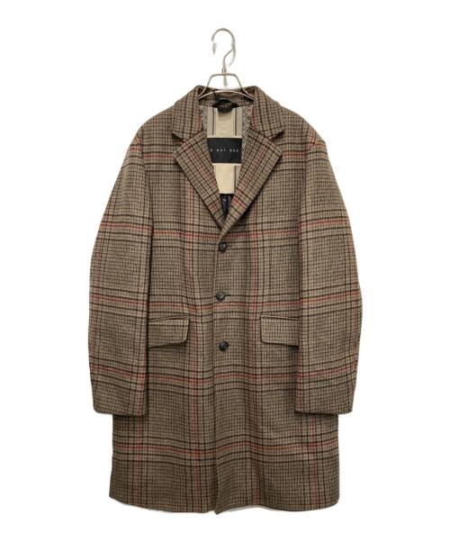 D DOT  DUE（ディードットドゥエ）D DOT  DUE (ディードットドゥエ) ダウンチェックコート ブラウン サイズ:50の古着・服飾アイテム