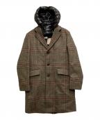 D DOT  DUEディードットドゥエ）の古着「ダウンチェックコート」｜ブラウン