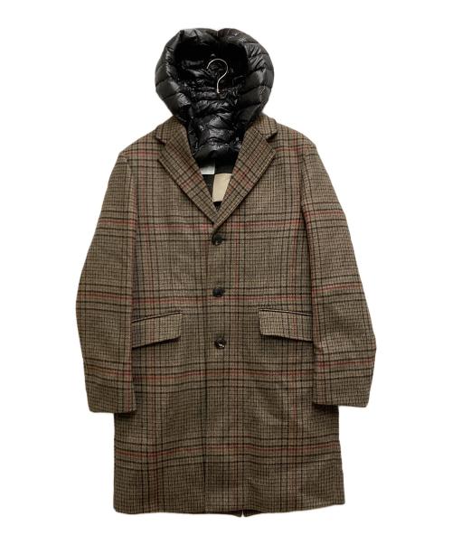 D DOT  DUE（ディードットドゥエ）D DOT  DUE (ディードットドゥエ) ダウンチェックコート ブラウン サイズ:46 未使用品の古着・服飾アイテム