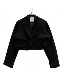 UN3D.（アンスリード）の古着「レイヤードウールショートジャケット」｜ブラック