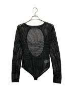 ELCHELEエルチェレ）の古着「KNIT CROCHET BODYSUITE W/NECKTIE」｜ブラック