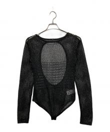 ELCHELE（エルチェレ）の古着「KNIT CROCHET BODYSUITE W/NECKTIE」｜ブラック