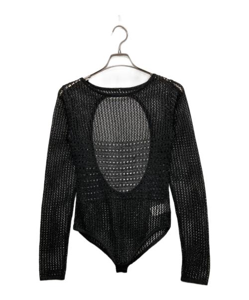 ELCHELE（エルチェレ）ELCHELE (エルチェレ) KNIT CROCHET BODYSUITE W/NECKTIE ブラック サイズ:Fの古着・服飾アイテム