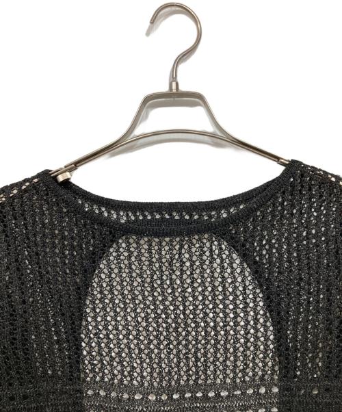 ELCHELE（エルチェレ）ELCHELE (エルチェレ) KNIT CROCHET BODYSUITE W/NECKTIE ブラック サイズ:Fの古着・服飾アイテム