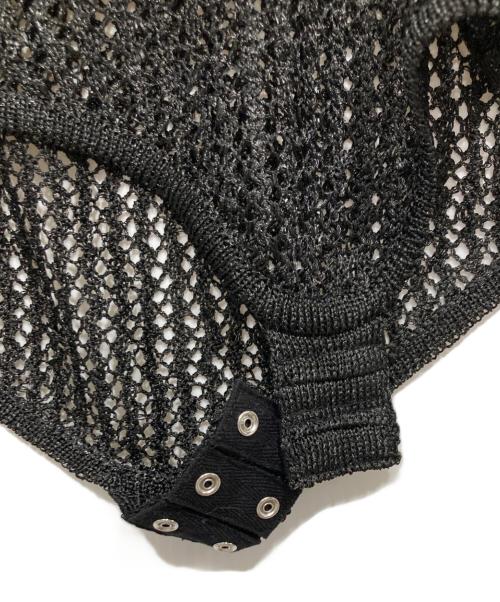 ELCHELE（エルチェレ）ELCHELE (エルチェレ) KNIT CROCHET BODYSUITE W/NECKTIE ブラック サイズ:Fの古着・服飾アイテム
