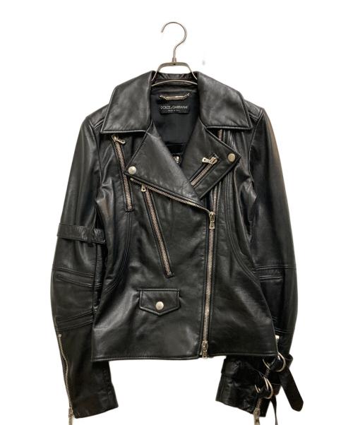 DOLCE & GABBANA（ドルチェ＆ガッバーナ）DOLCE & GABBANA (ドルチェ＆ガッバーナ) ジップデザインライダースジャケット ブラック サイズ:38の古着・服飾アイテム