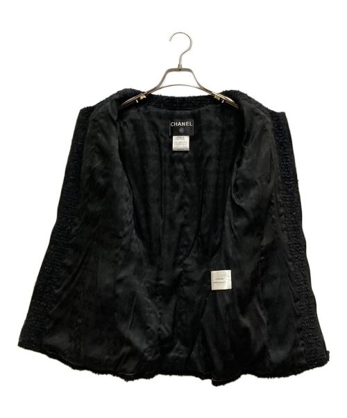 CHANEL（シャネル）CHANEL (シャネル) ツイードジップジャケット ブラック サイズ:36の古着・服飾アイテム