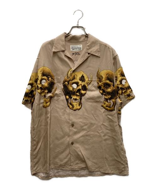 WACKO MARIA（ワコマリア）WACKO MARIA (ワコマリア) 56 TATTOO STUDIO (56 タトゥースタジオ) S/S HAWAIIAN SHIRT ブラウン サイズ:Mの古着・服飾アイテム