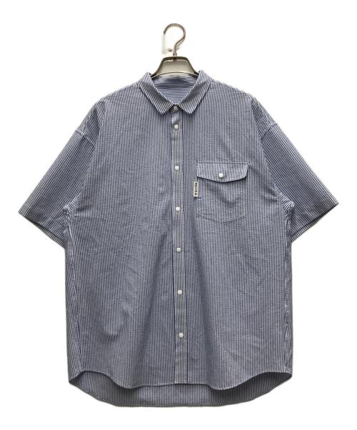 RIDGE MOUNTAIN GEAR（リッジマウンテン ギア）RIDGE MOUNTAIN GEAR (リッジマウンテン ギア) シアサッカーストライプS/Sシャツ ブルー サイズ:Lの古着・服飾アイテム
