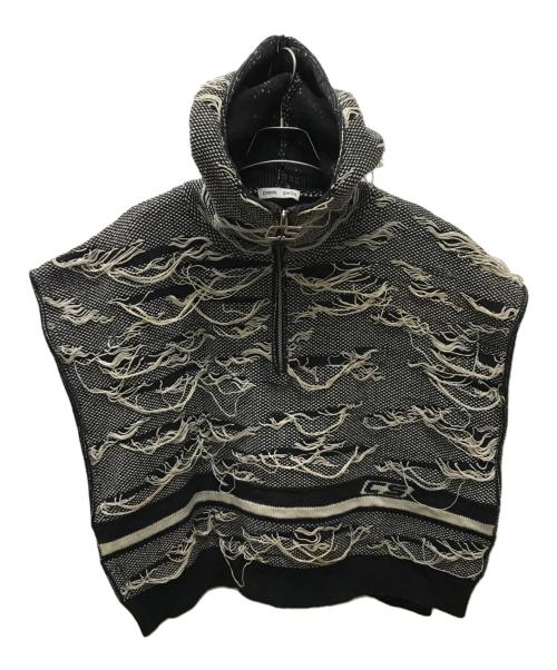 CMMN SWDN（コモンスウェーデン）CMMN SWDN (コモンスウェーデン) ARRAN DISDRESSED ブラック×ホワイト サイズ:Lの古着・服飾アイテム