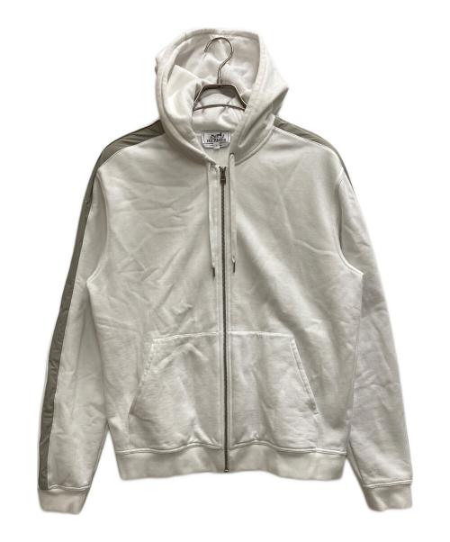 HERMES（エルメス）HERMES (エルメス) フーデッドジップアップ・パーカ 《ランH》 ホワイト サイズ:Lの古着・服飾アイテム