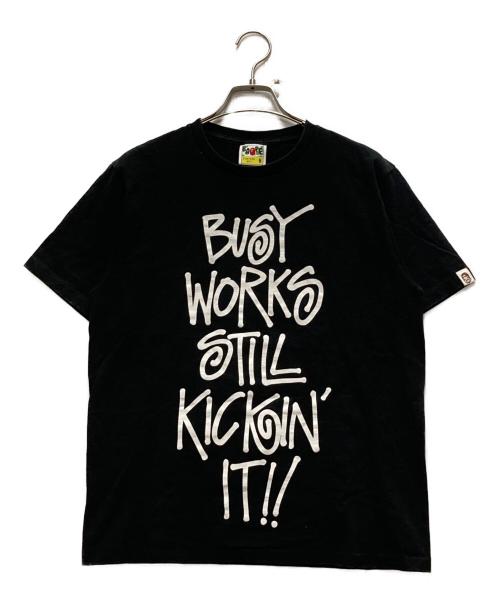 A BATHING APE（アベイシングエイプ）A BATHING APE (アベイシングエイプ) stussy (ステューシー) コラボTシャツ ブラック サイズ:Mの古着・服飾アイテム