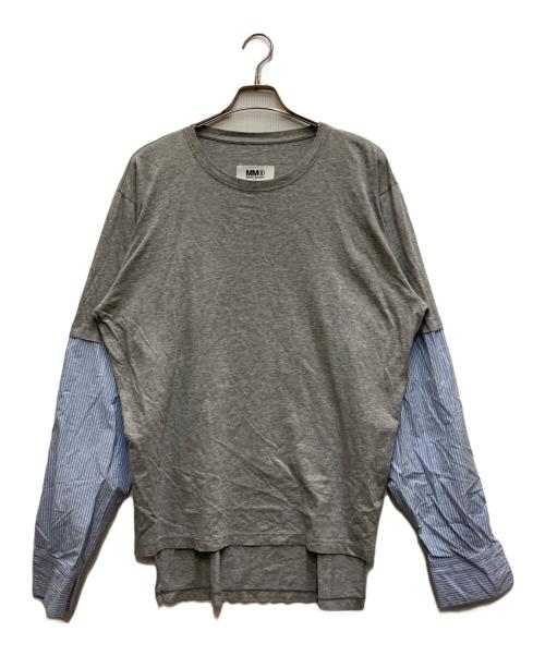 MM6 Maison Margiela（エムエムシックスメゾンマルジェラ）MM6 Maison Margiela (エムエムシックスメゾンマルジェラ) 切替Tシャツ グレー×ブルー サイズ:Sの古着・服飾アイテム