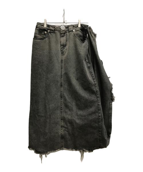 VAQUERA（ヴァケラ）VAQUERA (ヴァケラ) デニムアシンメトリースカート ブラック サイズ:27の古着・服飾アイテム