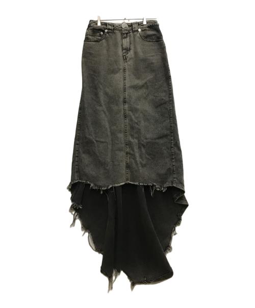 VAQUERA（ヴァケラ）VAQUERA (ヴァケラ) デニムアシンメトリースカート ブラック サイズ:27の古着・服飾アイテム