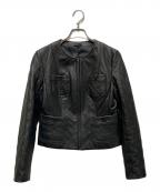 ANAYIアナイ）の古着「ラムレザーノーカラージャケット」｜ブラック