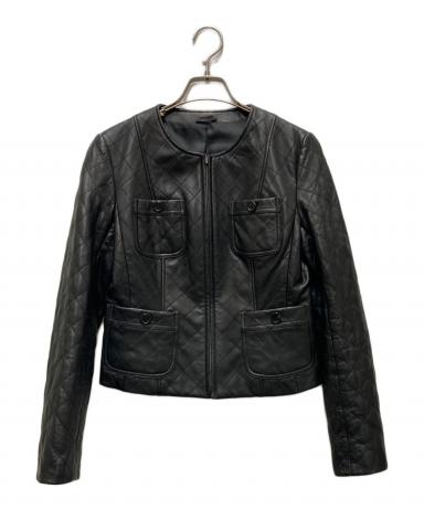 美品　ANAYI アナイ ノーカラーシープレザージャケット 黒 M 中古・古着通販】ANAYI (アナイ) ラムレザーノーカラージャケット