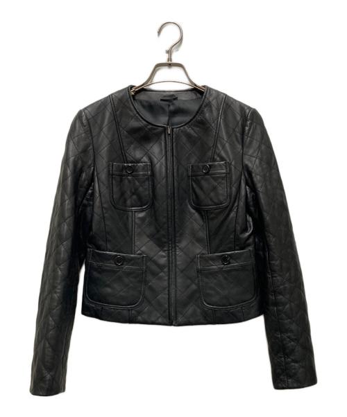 ANAYI（アナイ）ANAYI (アナイ) ラムレザーノーカラージャケット ブラック サイズ:38の古着・服飾アイテム