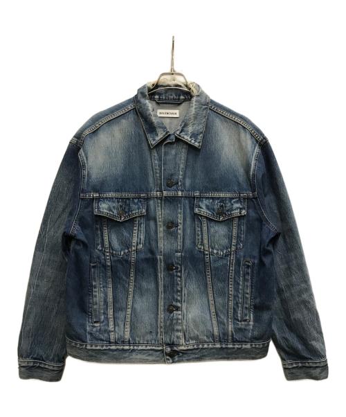 BALENCIAGA（バレンシアガ）BALENCIAGA (バレンシアガ) ダメージ加工バックロゴデニムジャケット ブルー サイズ:34の古着・服飾アイテム