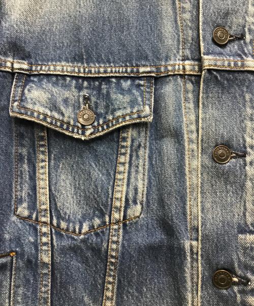 BALENCIAGA（バレンシアガ）BALENCIAGA (バレンシアガ) ダメージ加工バックロゴデニムジャケット ブルー サイズ:34の古着・服飾アイテム