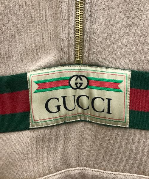 GUCCI（グッチ）GUCCI (グッチ) ロゴハーフジップパーカー ブラウン サイズ:Sの古着・服飾アイテム