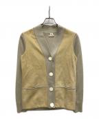 HERMESエルメス）の古着「レザースイッチウールカーディガン」｜ベージュ
