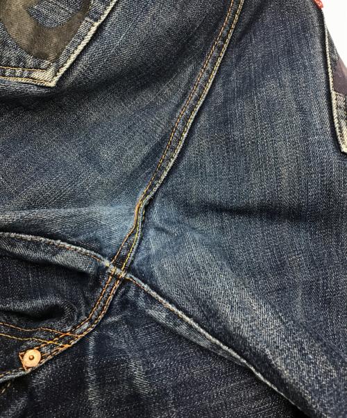 Evisu Jeans（エヴィスジーンズ）Evisu Jeans (エヴィスジーンズ) ペイントデニムパンツ ブルー サイズ:88.5cm (W35)の古着・服飾アイテム