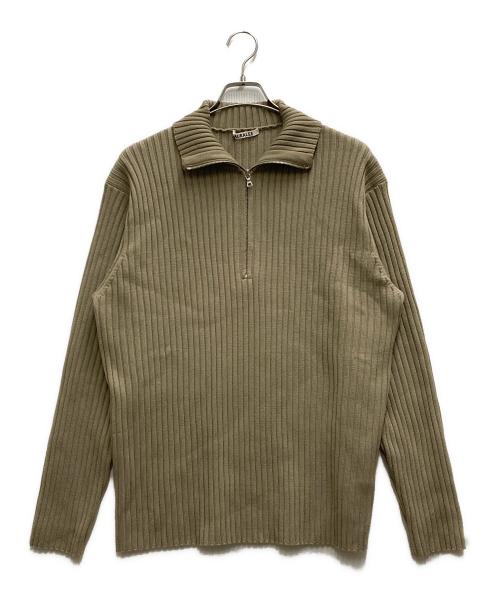 AURALEE（オーラリー）AURALEE (オーラリー) LAMB WOOL WIDE RIB HALF ZIP カーキ サイズ:5の古着・服飾アイテム